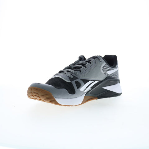 Reebok Nano 6000 Mens Black Canvas Lace Up Lifestyle Sneakers Shoes