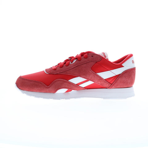 Reebok Classic Nylon Mens Red Suede Lace Up Lifestyle Sneakers Shoes