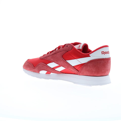 Reebok Classic Nylon Mens Red Suede Lace Up Lifestyle Sneakers Shoes