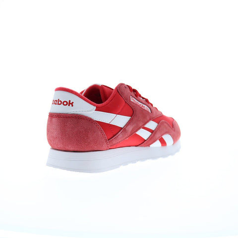 Reebok Classic Nylon Mens Red Suede Lace Up Lifestyle Sneakers Shoes
