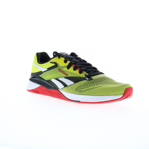 Reebok Nano X4 Mens Yellow Synthetic Lace Up Athletic Cross Training Shoes