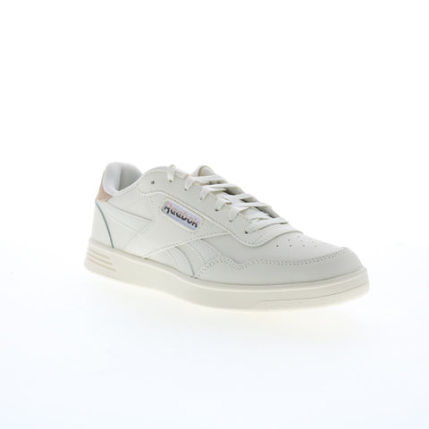 Reebok Court Advance Womens Beige Leather Lace Up Lifestyle Sneakers Shoes