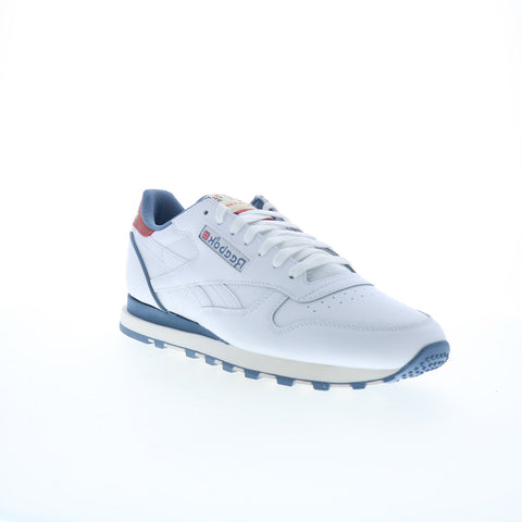 Reebok Classic Leather Mens White Leather Lace Up Lifestyle Sneakers Shoes