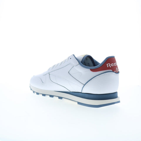 Reebok Classic Leather Mens White Leather Lace Up Lifestyle Sneakers Shoes