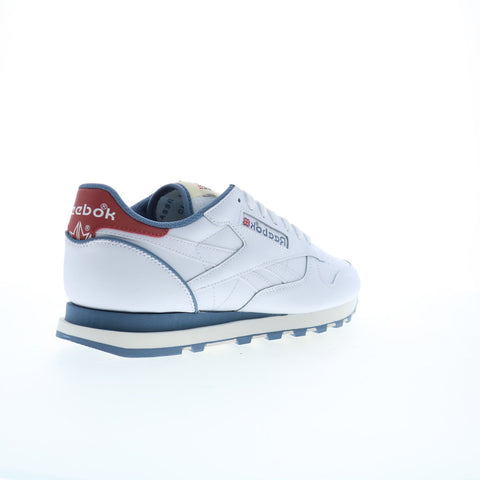 Reebok Classic Leather Mens White Leather Lace Up Lifestyle Sneakers Shoes