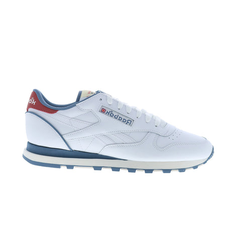 Reebok Classic Leather Mens White Leather Lace Up Lifestyle Sneakers Shoes