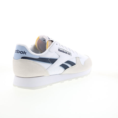 Reebok Classic Leather Mens White Leather Lace Up Lifestyle Sneakers Shoes