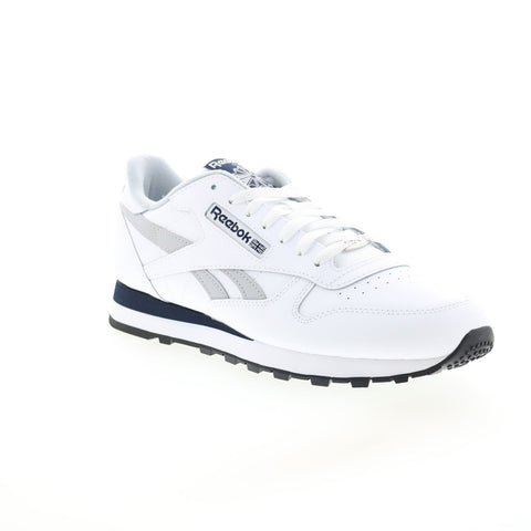 Reebok Classic Leather Mens White Leather Lace Up Lifestyle Sneakers Shoes