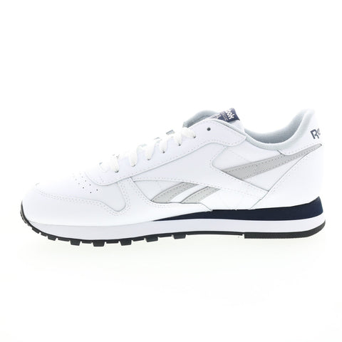 Reebok Classic Leather Mens White Leather Lace Up Lifestyle Sneakers Shoes