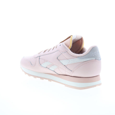 Reebok Classic Leather Womens Pink Leather Lifestyle Sneakers Shoes