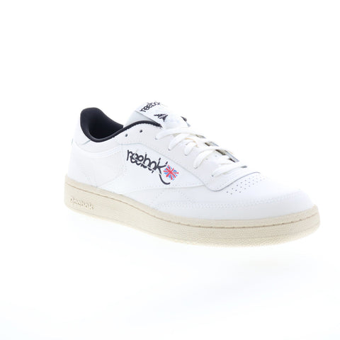 Reebok Club C 85 Mens White Leather Lace Up Lifestyle Sneakers Shoes