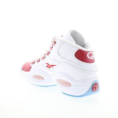 Reebok Question Mid Mens White Leather Lace Up Athletic Basketball Shoes