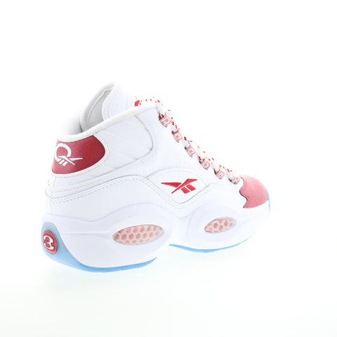 Reebok Question Mid Mens White Leather Lace Up Athletic Basketball Shoes