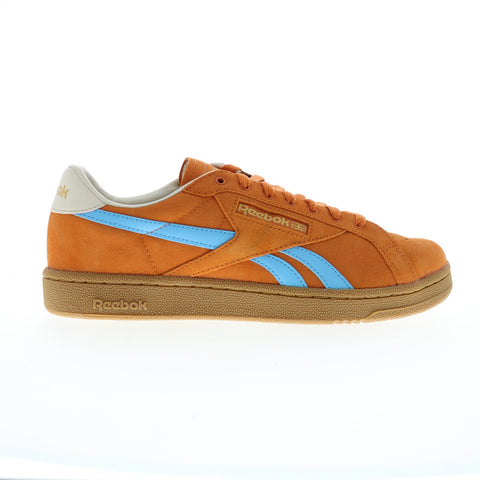 Reebok Club C Grounds UK Mens Orange Suede Lace Up Lifestyle Sneakers Shoes