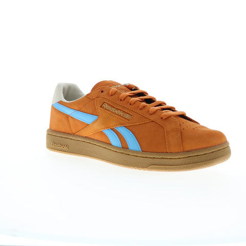 Reebok Club C Grounds UK Mens Orange Suede Lace Up Lifestyle Sneakers Shoes