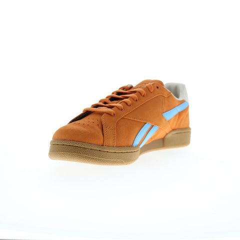 Reebok Club C Grounds UK Mens Orange Suede Lace Up Lifestyle Sneakers Shoes