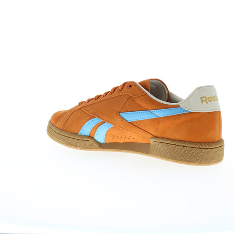 Reebok Club C Grounds UK Mens Orange Suede Lace Up Lifestyle Sneakers Shoes