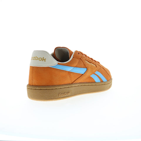 Reebok Club C Grounds UK Mens Orange Suede Lace Up Lifestyle Sneakers Shoes