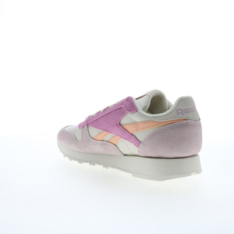 Reebok Classic Leather Womens Beige Suede Lace Up Lifestyle Sneakers Shoes