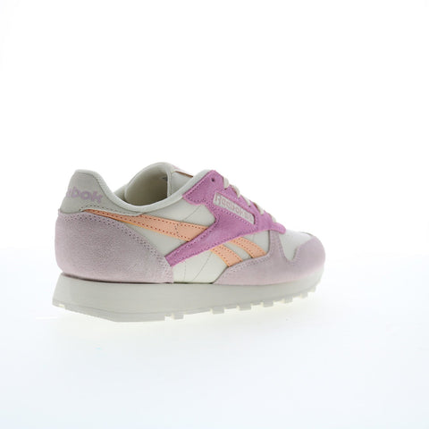 Reebok Classic Leather Womens Beige Suede Lace Up Lifestyle Sneakers Shoes