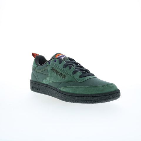 Reebok Club C 85 Mens Green Suede Lace Up Lifestyle Sneakers Shoes