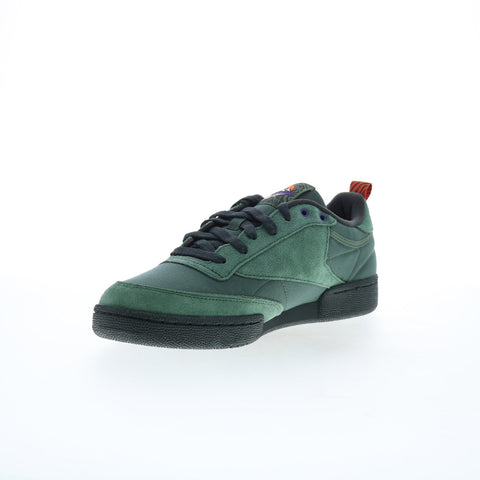Reebok Club C 85 Mens Green Suede Lace Up Lifestyle Sneakers Shoes