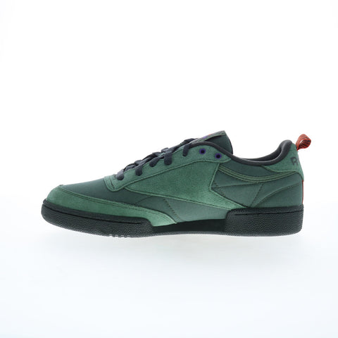 Reebok Club C 85 Mens Green Suede Lace Up Lifestyle Sneakers Shoes