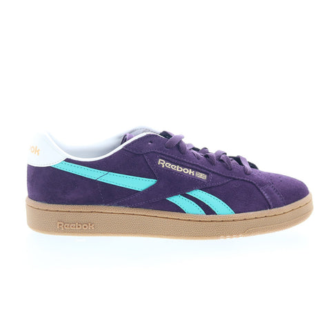 Reebok Club C Grounds UK Mens Purple Suede Lace Up Lifestyle Sneakers Shoes
