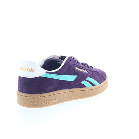 Reebok Club C Grounds UK Mens Purple Suede Lace Up Lifestyle Sneakers Shoes