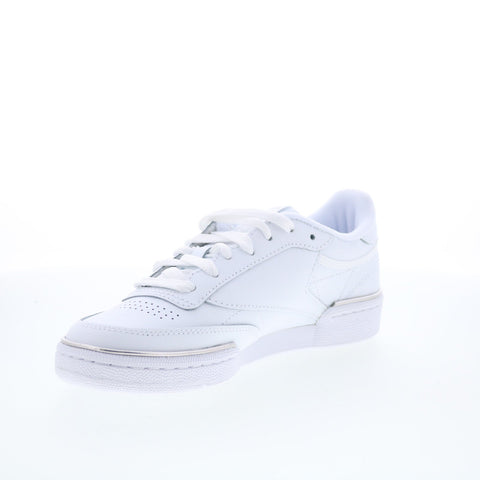 Reebok Club C 85 Womens White Leather Lace Up Lifestyle Sneakers Shoes