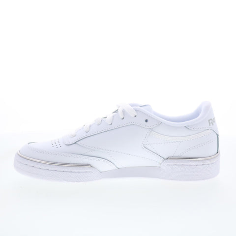 Reebok Club C 85 Womens White Leather Lace Up Lifestyle Sneakers Shoes