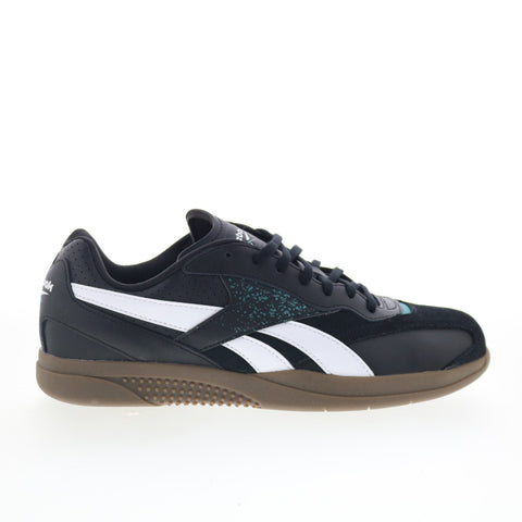 Reebok Hammer Street Mens Black Leather Lace Up Lifestyle Sneakers Shoes