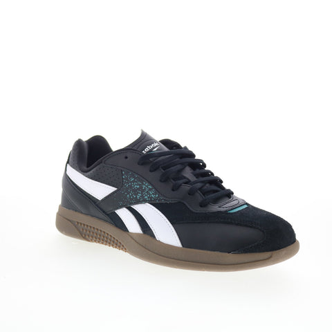Reebok Hammer Street Mens Black Leather Lace Up Lifestyle Sneakers Shoes
