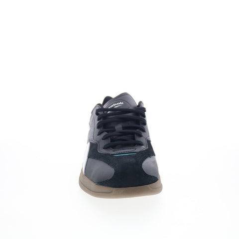 Reebok Hammer Street Mens Black Leather Lace Up Lifestyle Sneakers Shoes