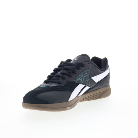 Reebok Hammer Street Mens Black Leather Lace Up Lifestyle Sneakers Shoes