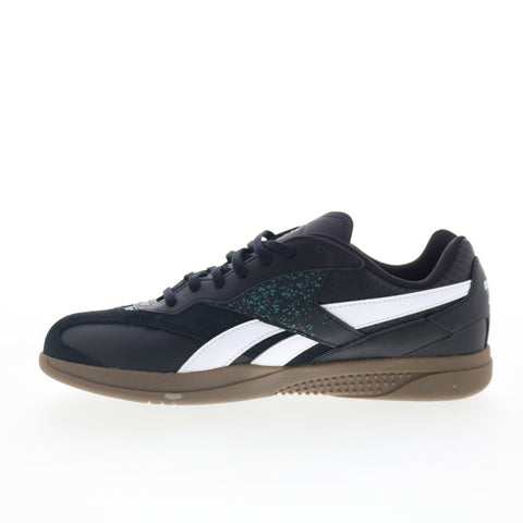 Reebok Hammer Street Mens Black Leather Lace Up Lifestyle Sneakers Shoes