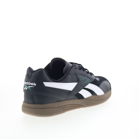 Reebok Hammer Street Mens Black Leather Lace Up Lifestyle Sneakers Shoes