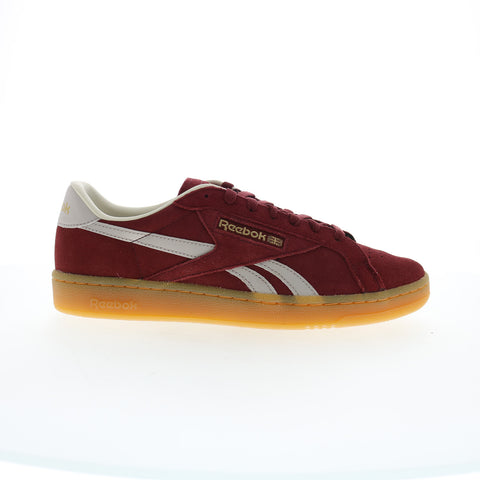 Reebok Club C Grounds UK Mens Red Suede Lace Up Lifestyle Sneakers Shoes