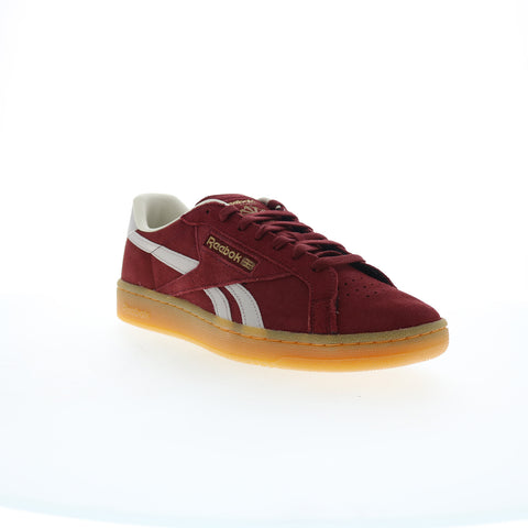 Reebok Club C Grounds UK Mens Red Suede Lace Up Lifestyle Sneakers Shoes