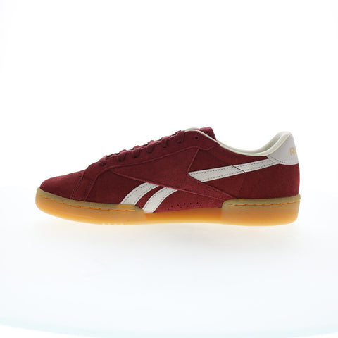Reebok Club C Grounds UK Mens Red Suede Lace Up Lifestyle Sneakers Shoes