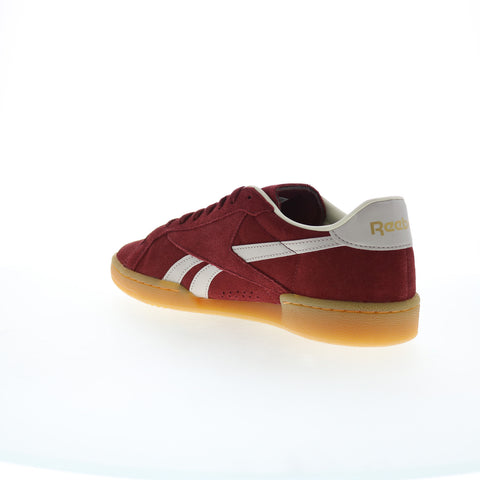 Reebok Club C Grounds UK Mens Red Suede Lace Up Lifestyle Sneakers Shoes