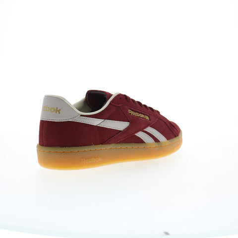Reebok Club C Grounds UK Mens Red Suede Lace Up Lifestyle Sneakers Shoes