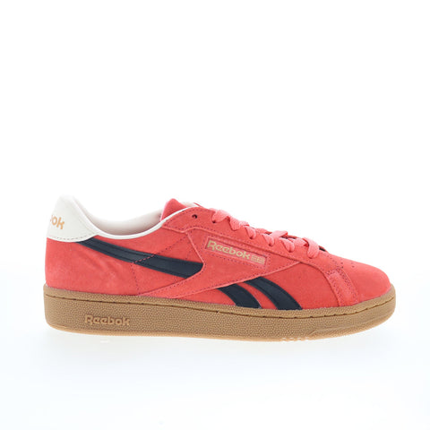 Reebok Club C Grounds UK Mens Pink Suede Lace Up Lifestyle Sneakers Shoes
