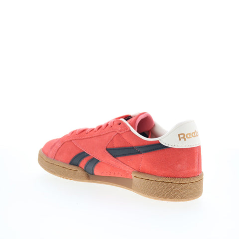 Reebok Club C Grounds UK Mens Pink Suede Lace Up Lifestyle Sneakers Shoes