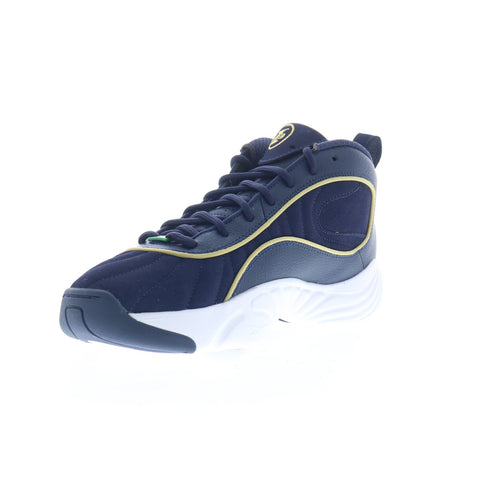 Reebok Answer III Mens Blue Leather Lace Up Athletic Basketball Shoes