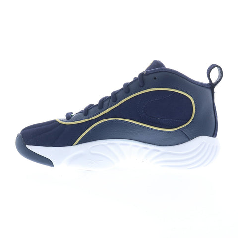 Reebok Answer III Mens Blue Leather Lace Up Athletic Basketball Shoes