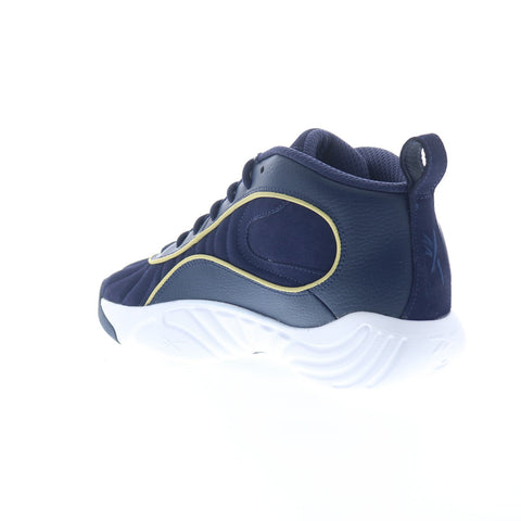 Reebok Answer III Mens Blue Leather Lace Up Athletic Basketball Shoes