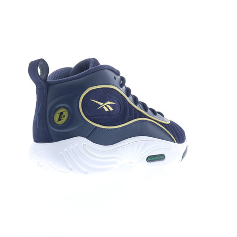 Reebok Answer III Mens Blue Leather Lace Up Athletic Basketball Shoes