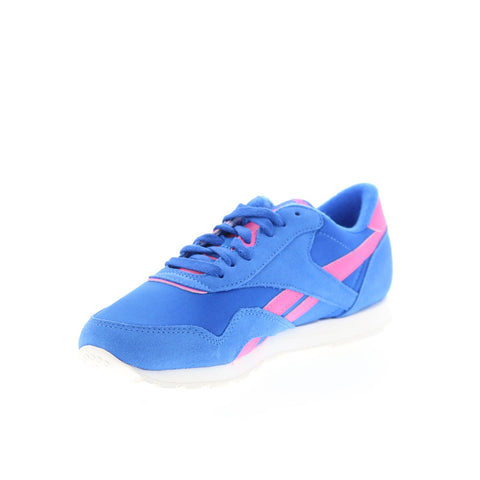 Reebok Classic Nylon Womens Blue Suede Lace Up Lifestyle Sneakers Shoes