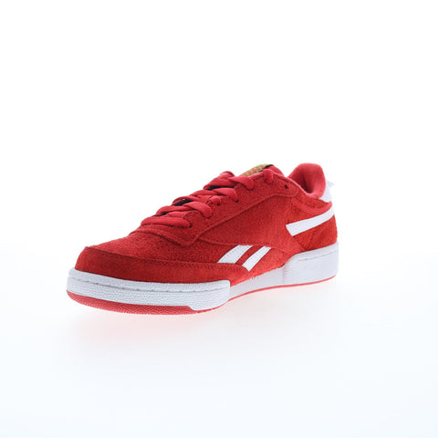 Reebok Club C Revenge Mens Red Suede Lace Up Lifestyle Sneakers Shoes